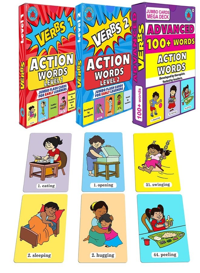 Brainy Bug Resources160+ Audio-Enabled Action Words Flashcards | Audio in English Hindi Tamil Telugu Punjabi Kannada | Early Years and Advanced Learners | Spoken English | Special Needs Kids - Image 1